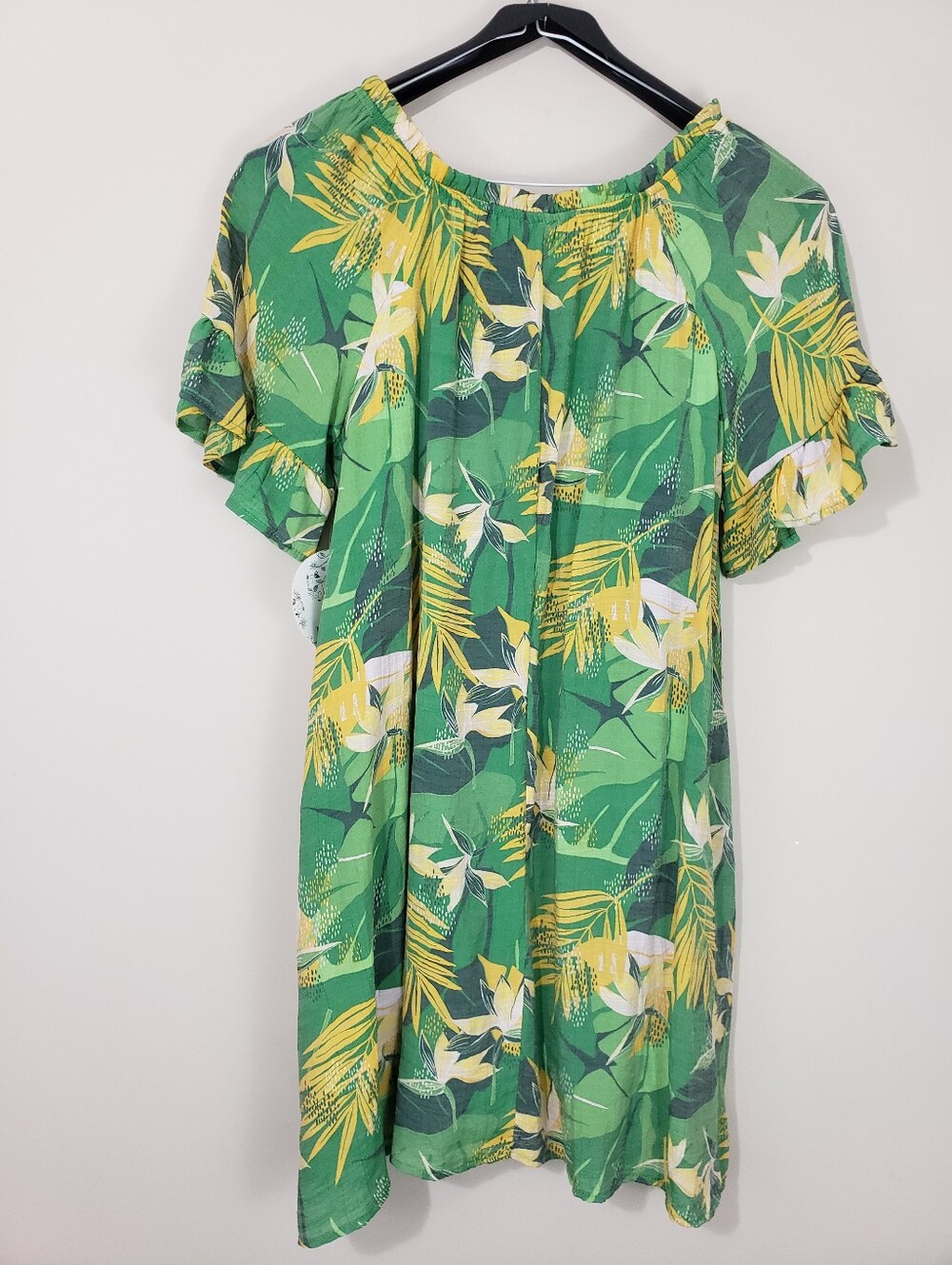 Naif Green Tropical Print Peasant Tunic Dress - Picture 3 of 12